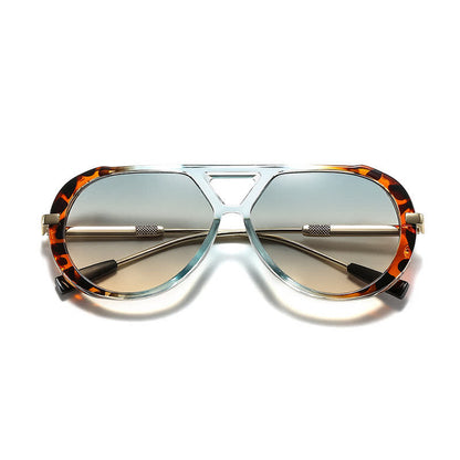 Double Bridges Tortoiseshell Oval Frame Sunglasses
