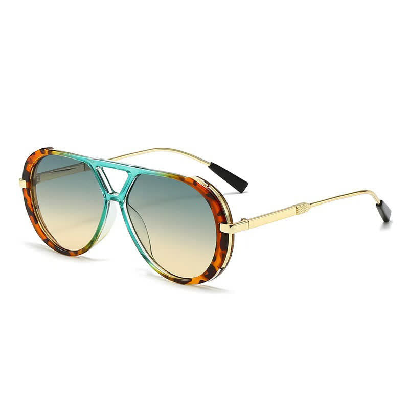 Double Bridges Tortoiseshell Oval Frame Sunglasses