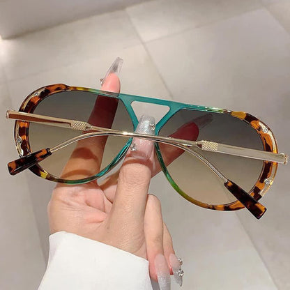 Double Bridges Tortoiseshell Oval Frame Sunglasses