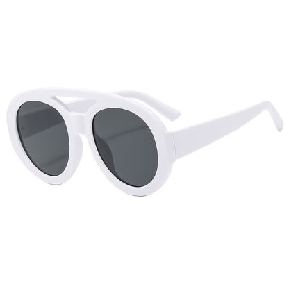 Round Frame Double Bridges Oversized Aviator Sunglasses