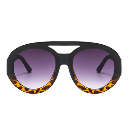 Round Frame Double Bridges Oversized Aviator Sunglasses