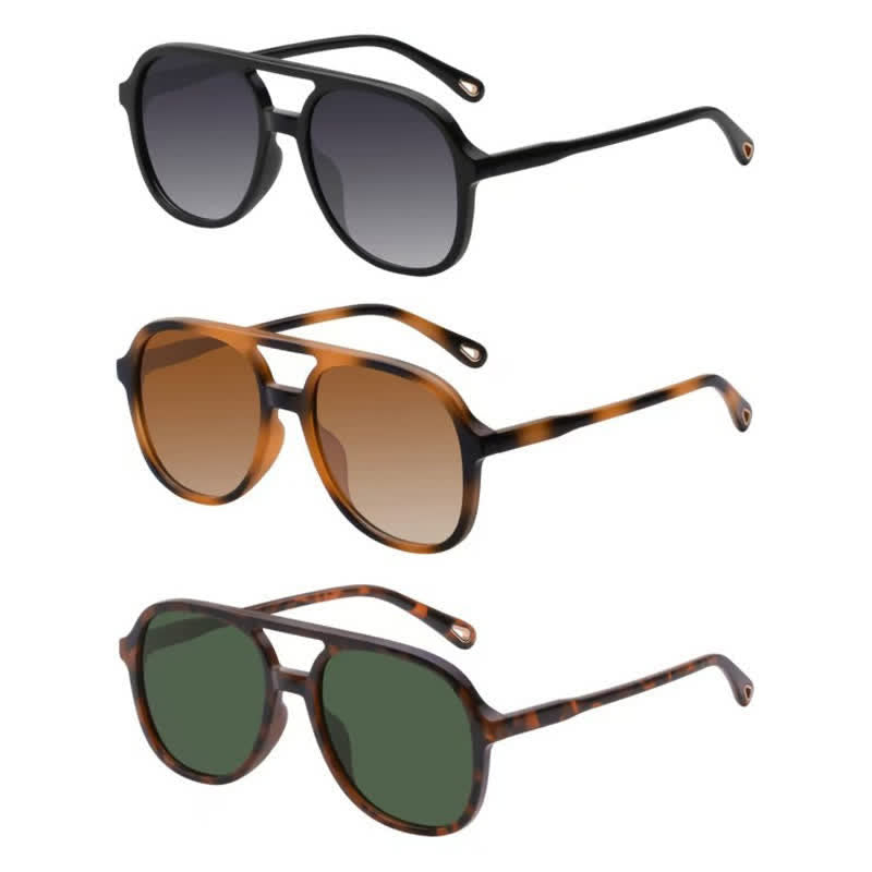 Retro-Vintage Double Bridges Polarized Aviator Sunglasses