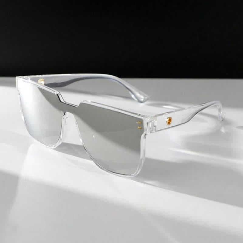 Mirror Lens Square Frame Driving Sunglasses
