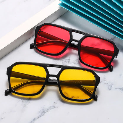 Double Bridges Square Frames Retro-Vintage Sunglasses