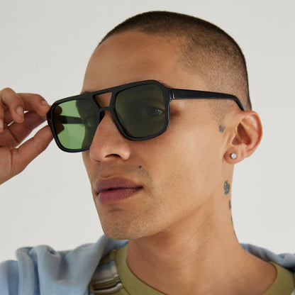 Double Bridges Square Frames Retro-Vintage Sunglasses