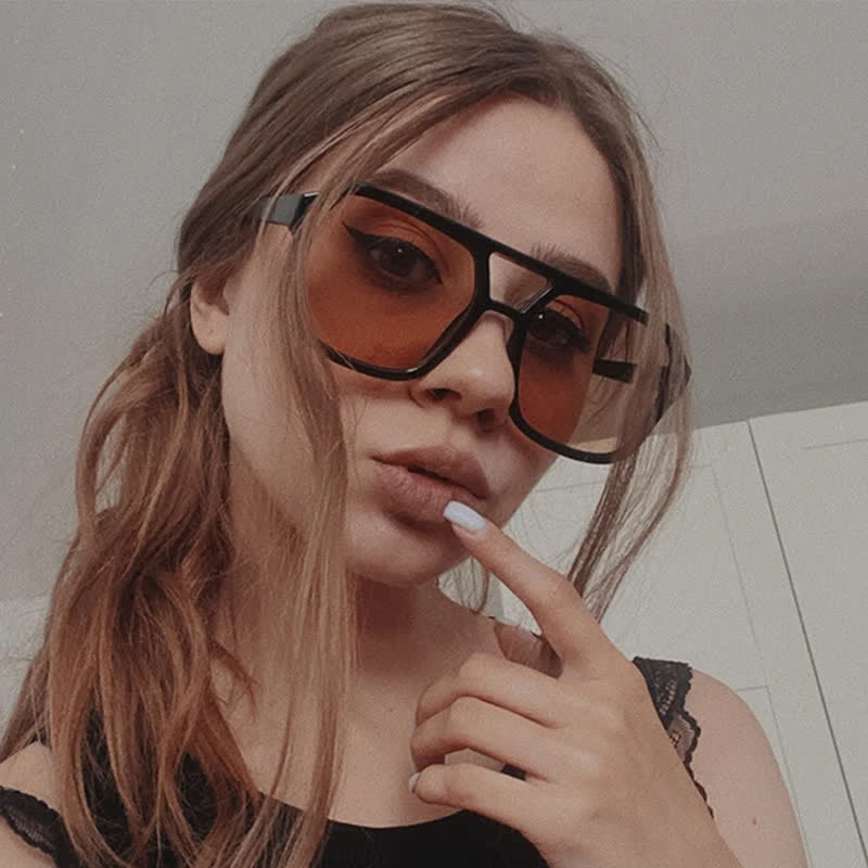 Double Bridges Square Frames Retro-Vintage Sunglasses