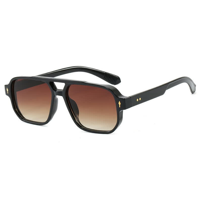 Square Frame Double Bridges Vintage Sunglasses