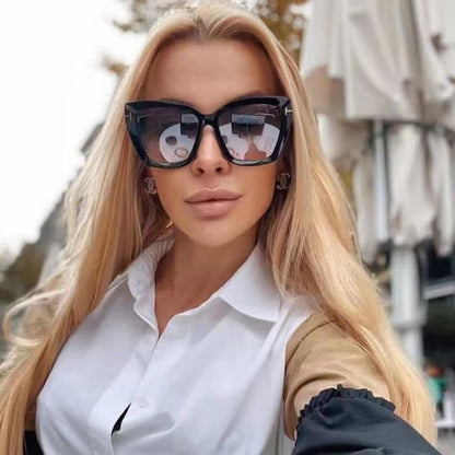 'T' Design Square Frame Oversized Sunglasses