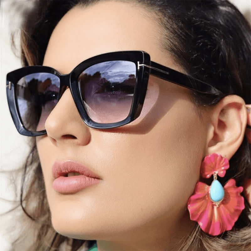 'T' Design Square Frame Oversized Sunglasses