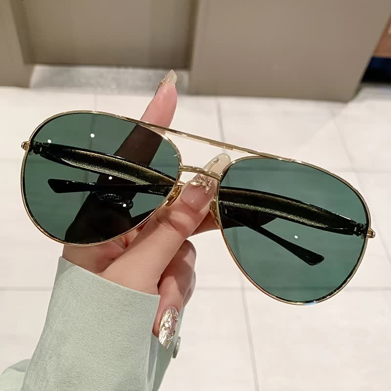 Vintage Double Bridges Aviator Frame Sunglasses