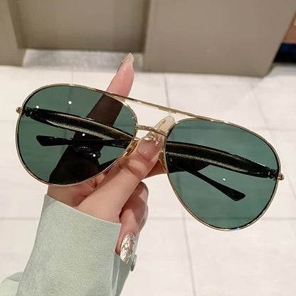 Vintage Double Bridges Aviator Frame Sunglasses