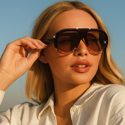 Oversized Frame Hipster Aviator Sunglasses