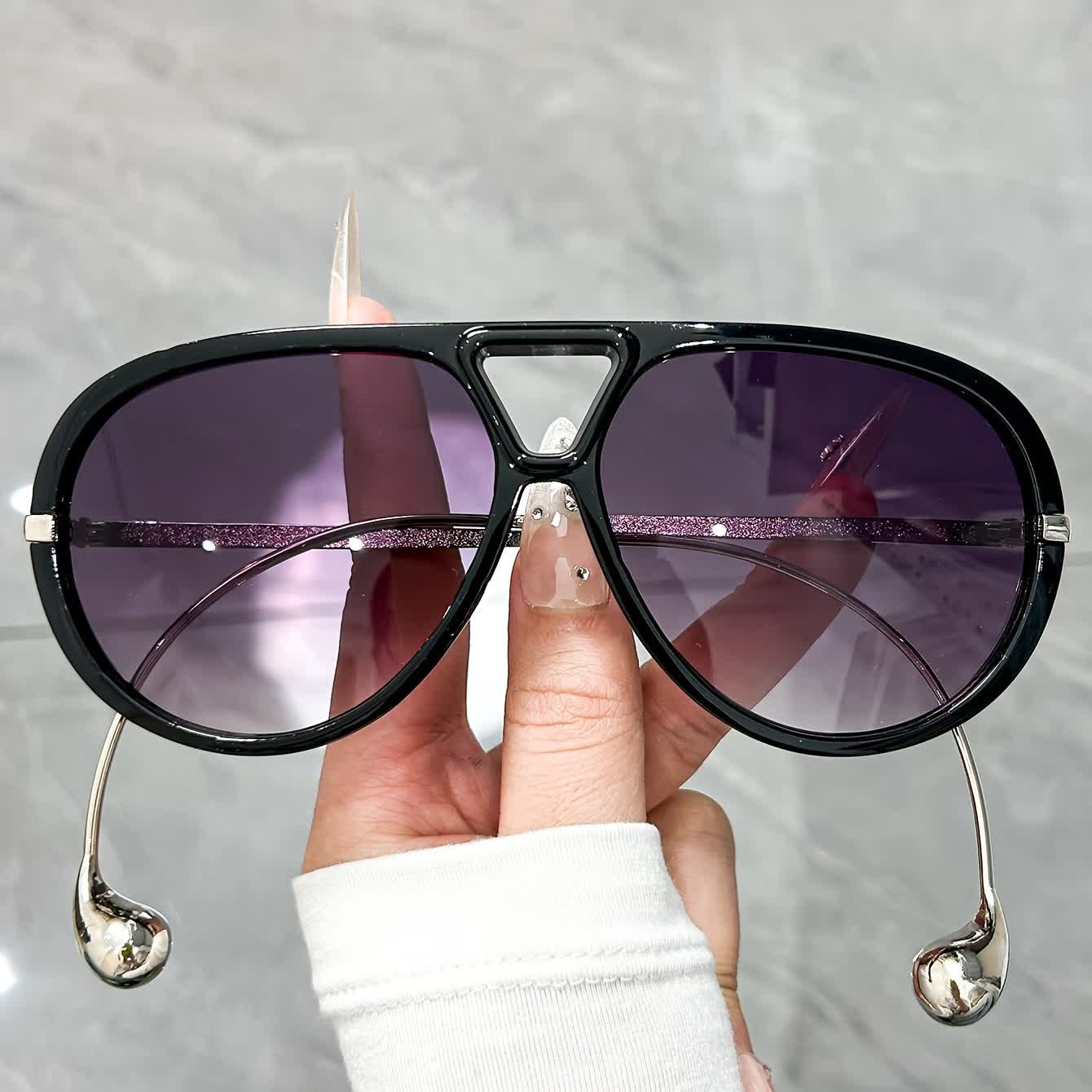 Double Bridges Metal Temples Aviator Sunglasses