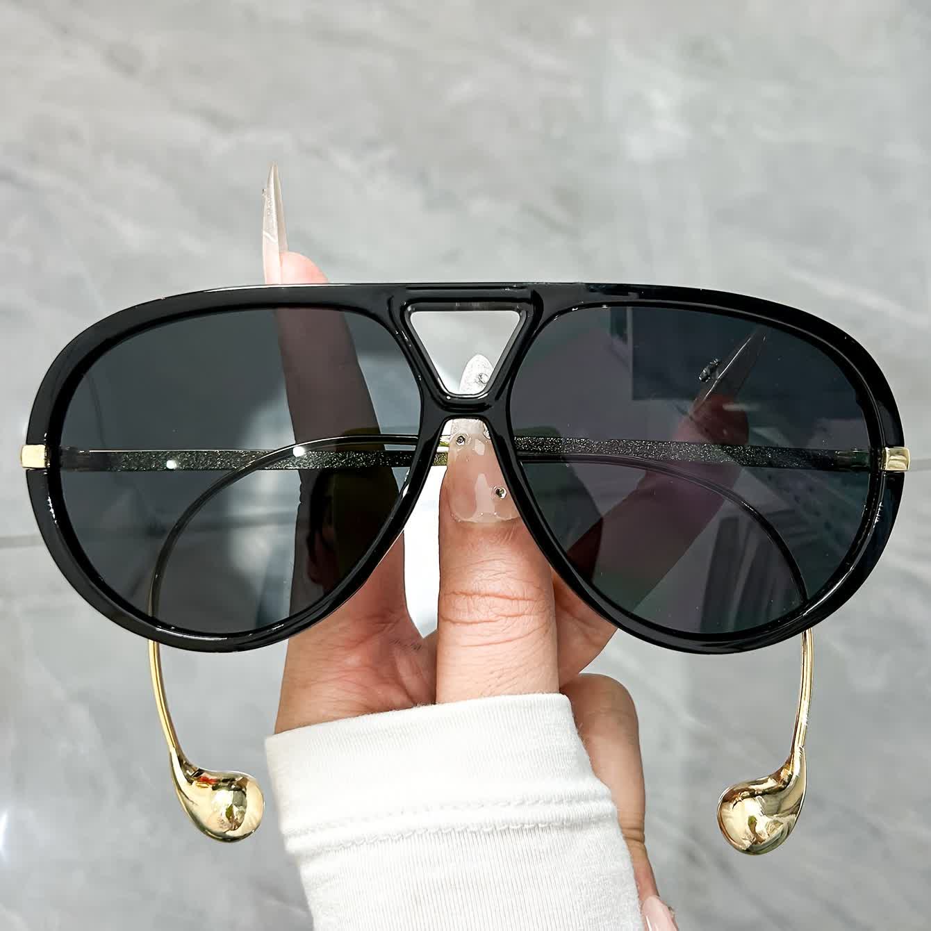 Double Bridges Metal Temples Aviator Sunglasses