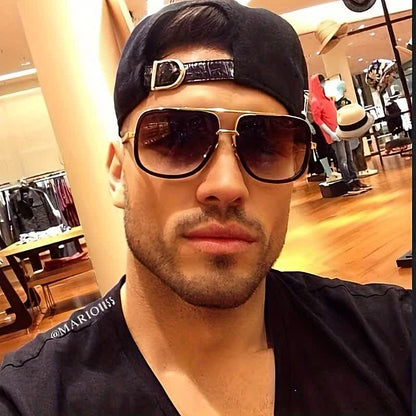 Aviator Double Bridges Frame Brown Ombre Tinted Sunglasses