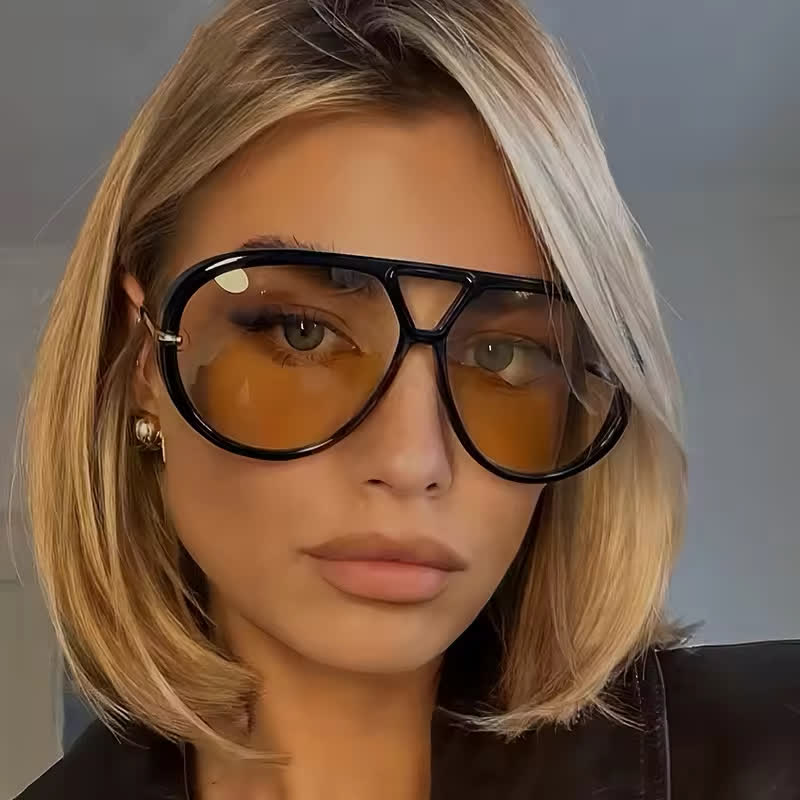 Double Bridges Metal Temples Aviator Sunglasses