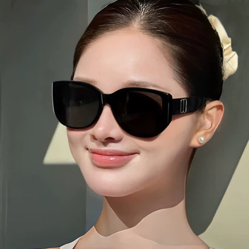 Cat-Eye Large Frame Sunglasses with Nylon Lenses