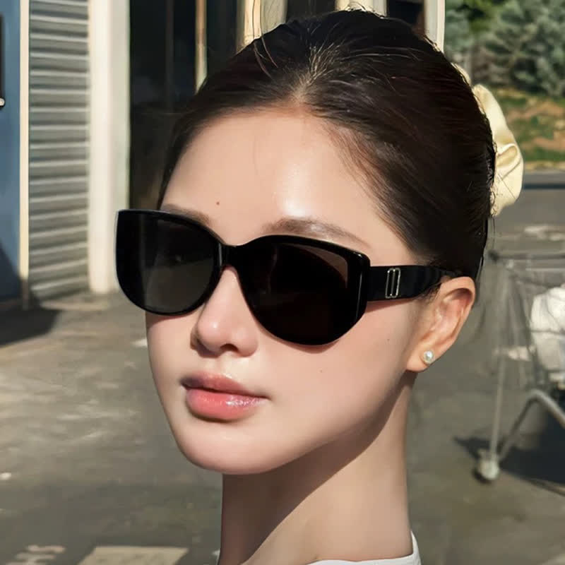 Cat-Eye Large Frame Sunglasses with Nylon Lenses