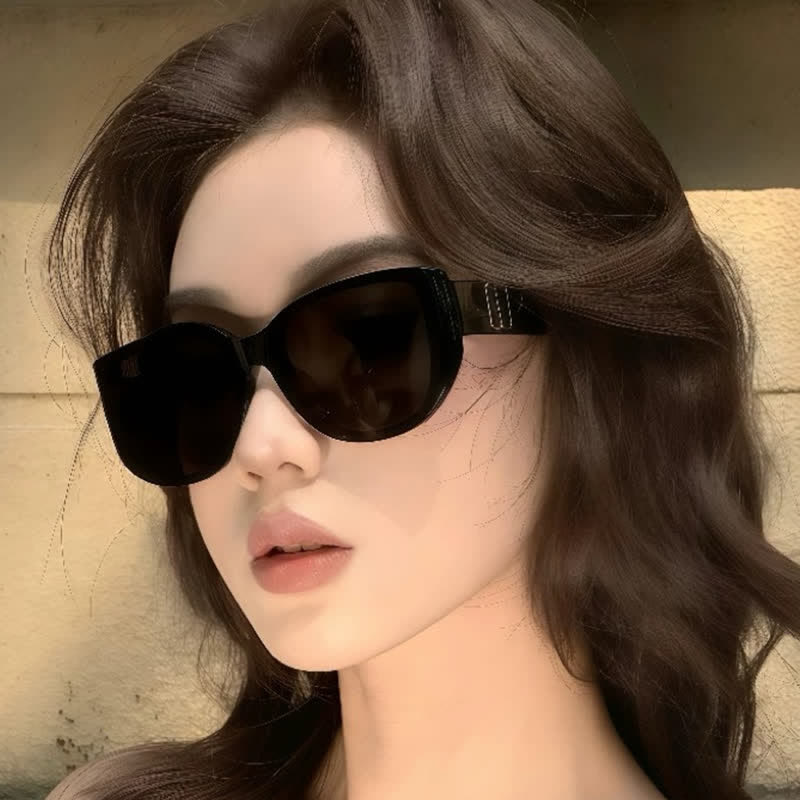 Cat-Eye Large Frame Sunglasses with Nylon Lenses