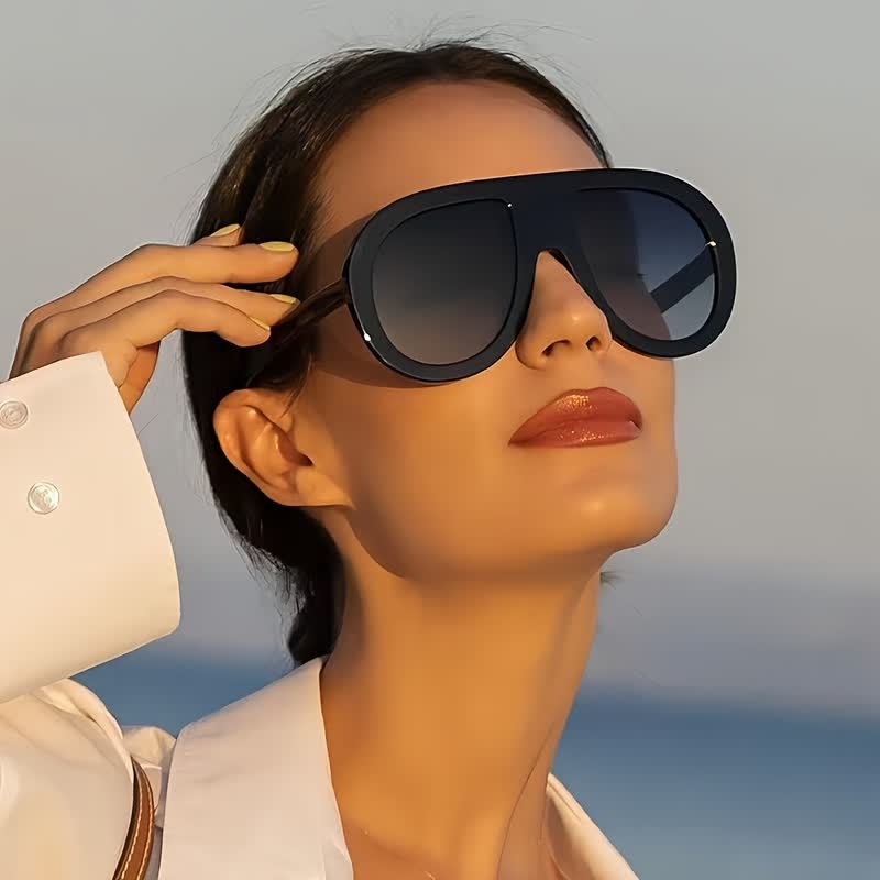 Oversized Frame Hipster Aviator Sunglasses