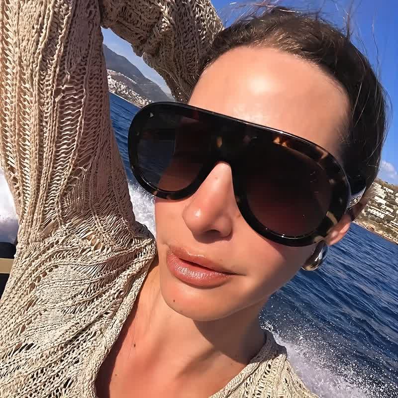 Oversized Frame Hipster Aviator Sunglasses