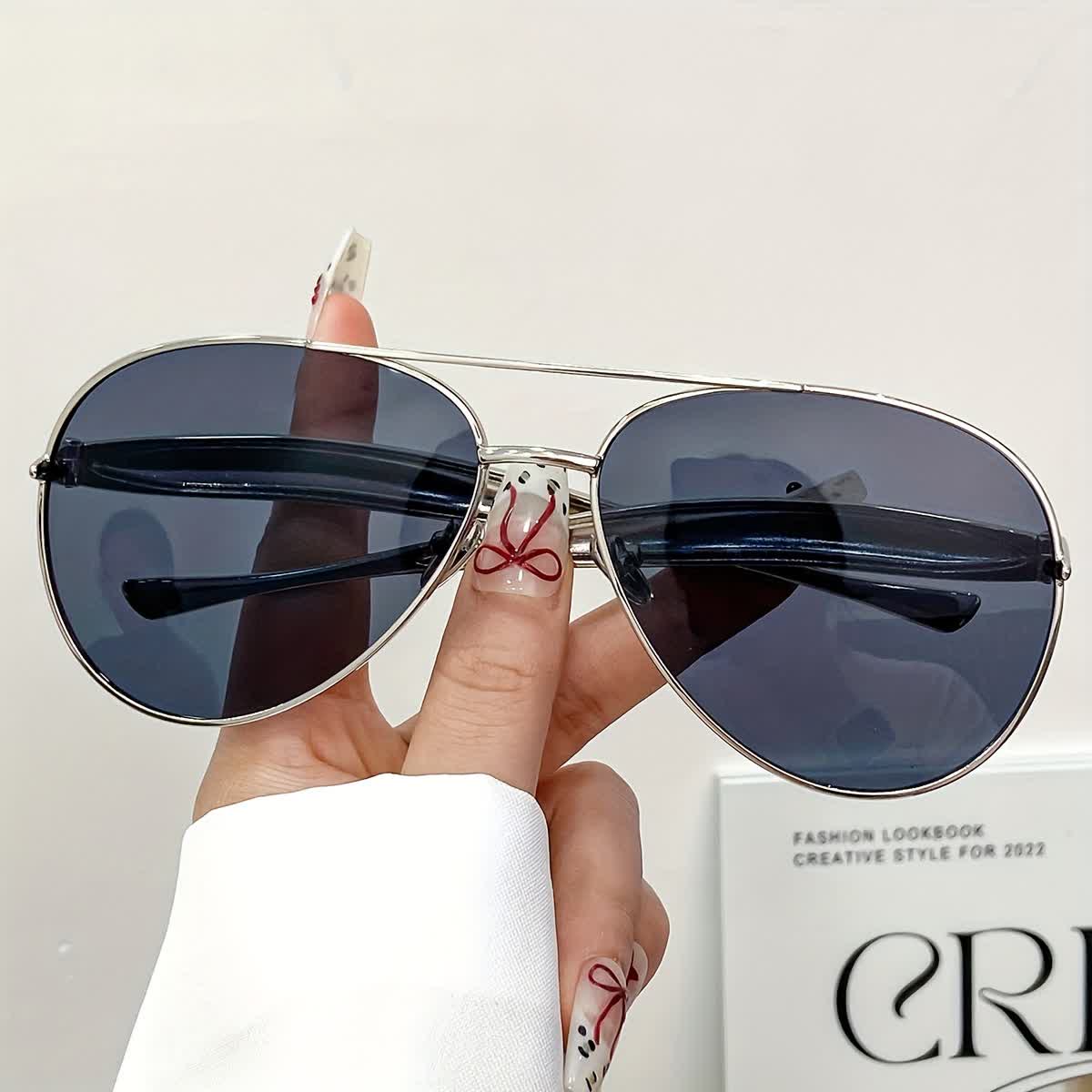 Vintage Double Bridges Aviator Frame Sunglasses