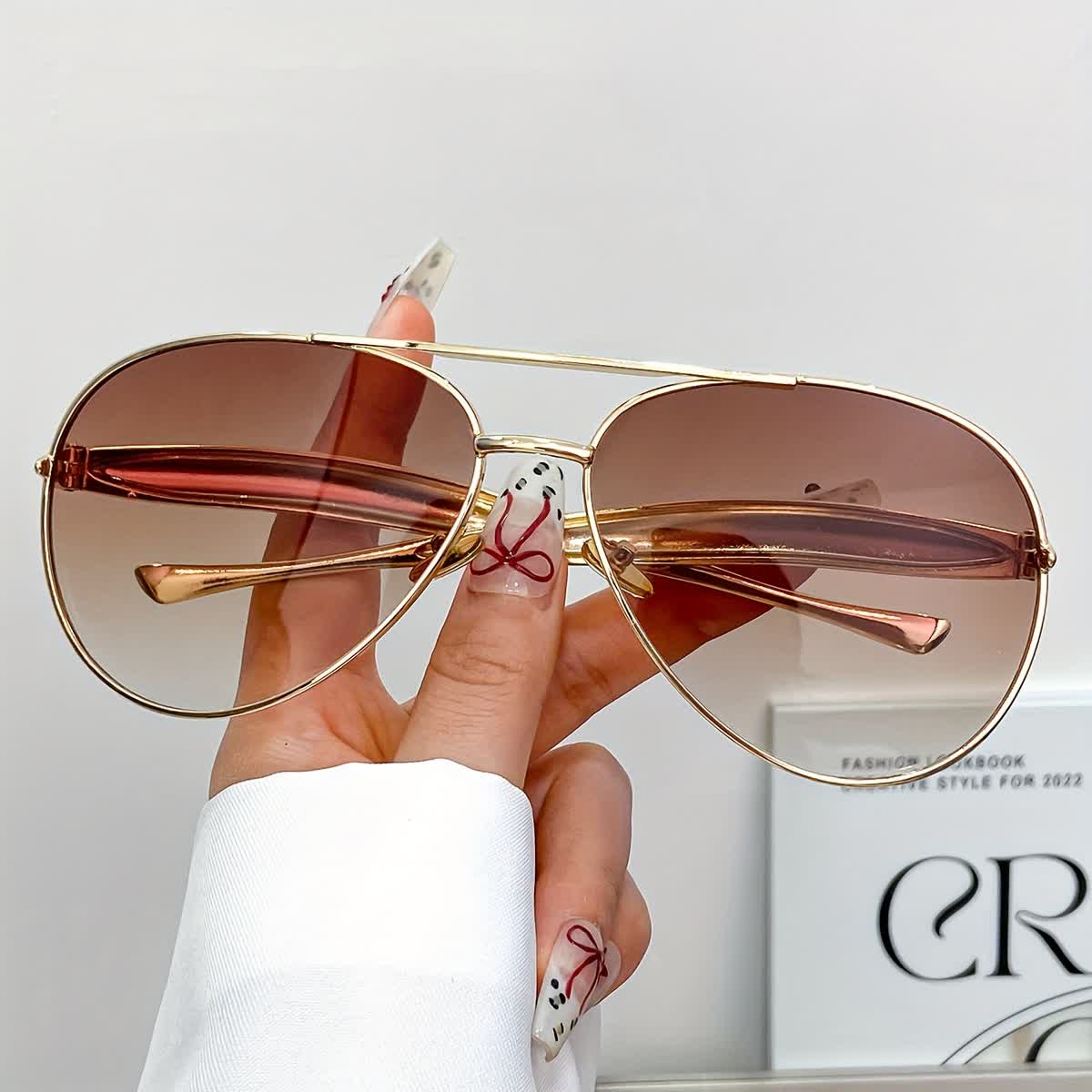 Vintage Double Bridges Aviator Frame Sunglasses