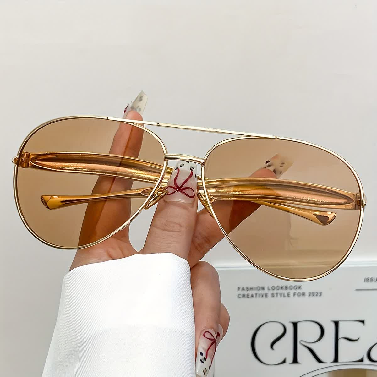 Vintage Double Bridges Aviator Frame Sunglasses