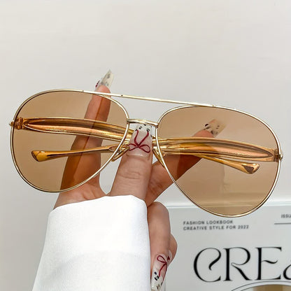 Vintage Double Bridges Aviator Frame Sunglasses