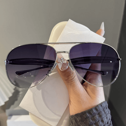 Vintage Double Bridges Aviator Frame Sunglasses