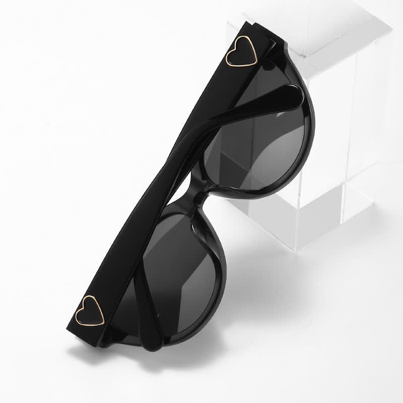 Hipster Heart Temples Cat-Eye Polarized Sunglasses