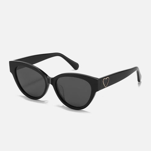 Hipster Heart Temples Cat-Eye Polarized Sunglasses