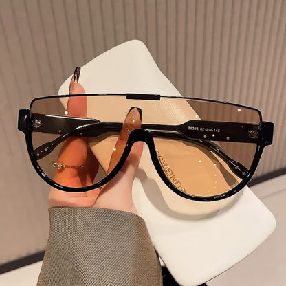 Oversized Frame Semi-Rimless Aviator Sunglasses