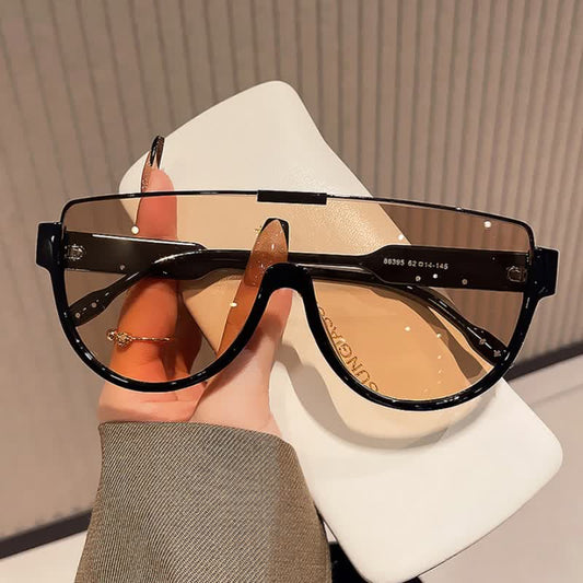 Oversized Frame Semi-Rimless Aviator Sunglasses