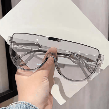 Oversized Frame Semi-Rimless Aviator Sunglasses