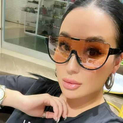 Oversized Frame Semi-Rimless Aviator Sunglasses
