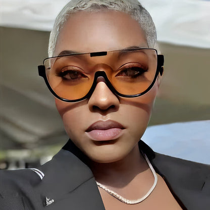 Oversized Frame Semi-Rimless Aviator Sunglasses