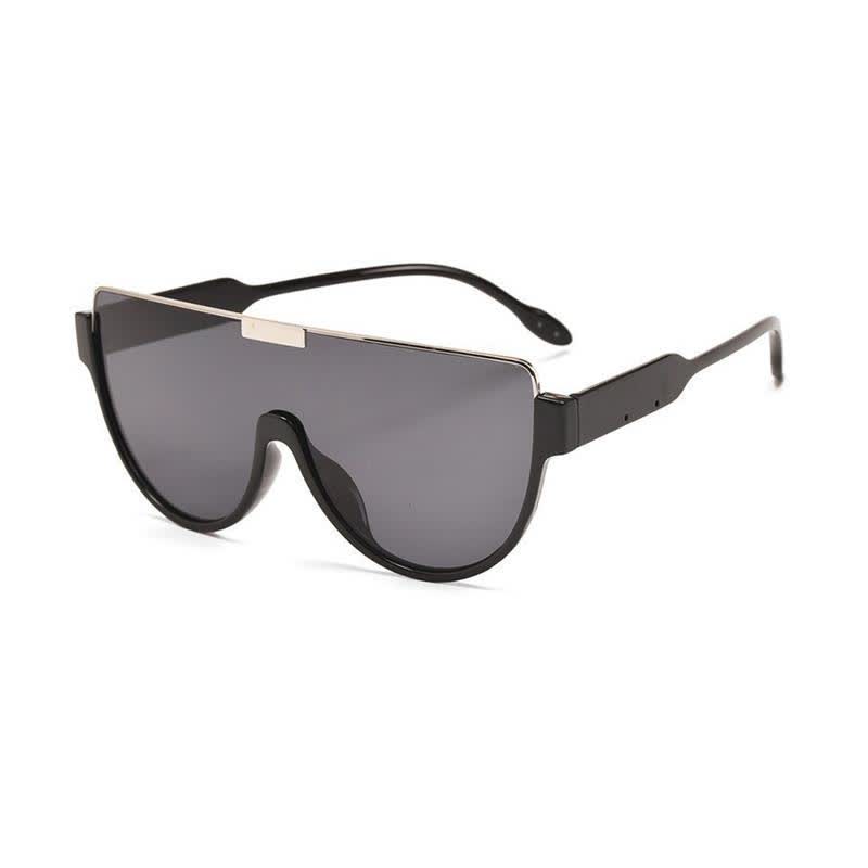 Oversized Frame Semi-Rimless Aviator Sunglasses
