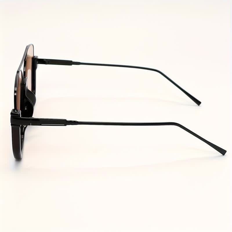 Unisex Double Bridges Square Frame Semi-Rimless Sunglasses