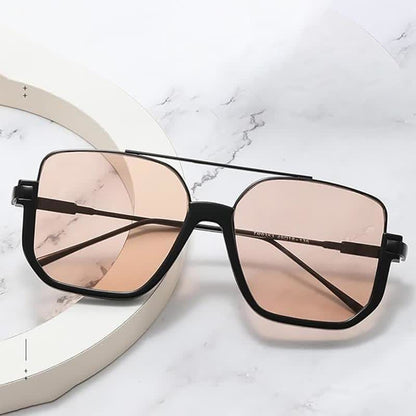 Unisex Double Bridges Square Frame Semi-Rimless Sunglasses