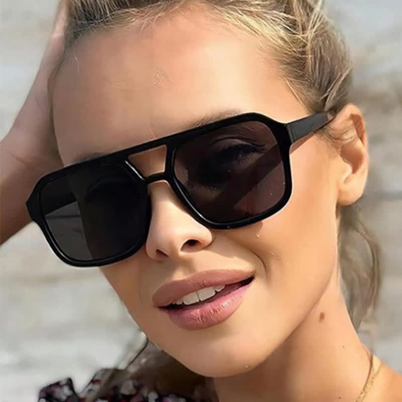 Double Bridges Square Frames Retro-Vintage Sunglasses