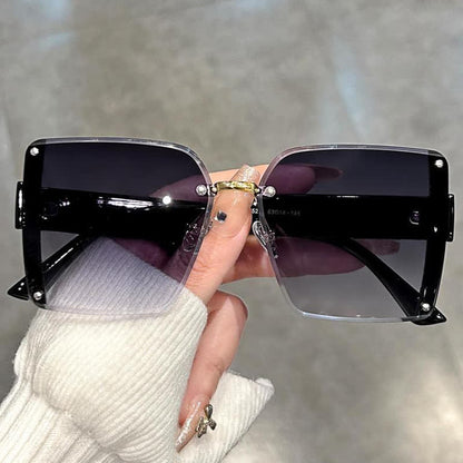Square Frame Oversized Rimless Sunglasses