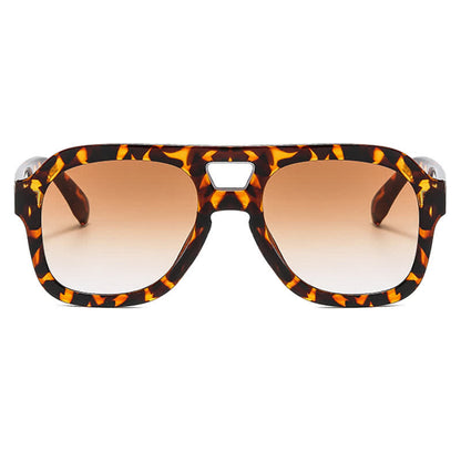 Double Bridges Thick Frame Hipster Aviator Sunglasses