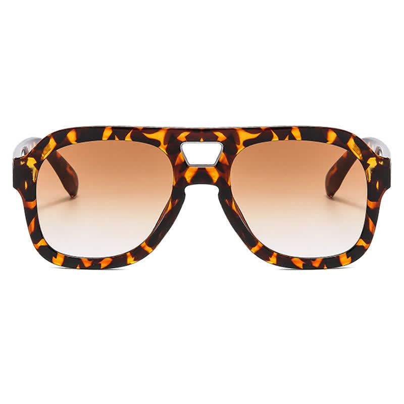 Double Bridges Thick Frame Hipster Aviator Sunglasses