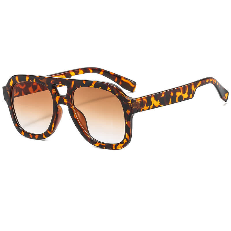 Double Bridges Thick Frame Hipster Aviator Sunglasses