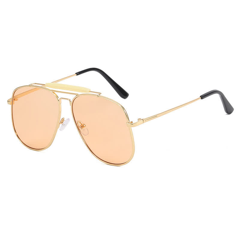 Double Bridges Oversized Frame Hipster Aviator Sunglasses