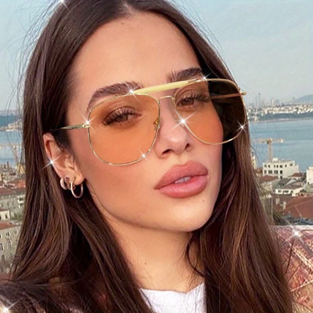 Double Bridges Oversized Frame Hipster Aviator Sunglasses