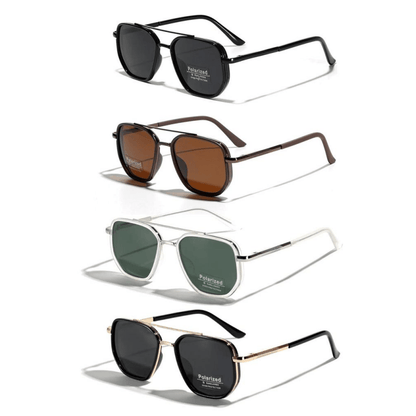 Geometric Frame Double Bridges Driving Polarized Sunglasses