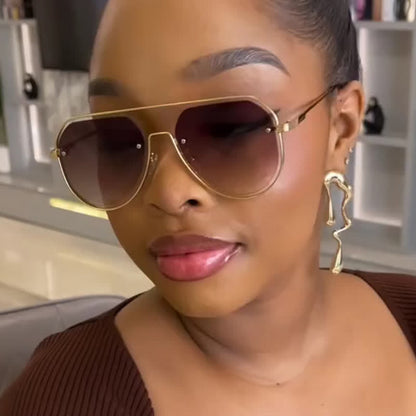 Vintage Double Bridges Hollow-out Aviator Sunglasses
