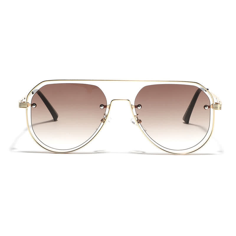 Vintage Double Bridges Hollow-out Aviator Sunglasses